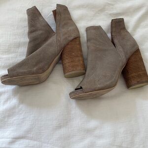 Jeffrey Campbell suede split, open toe bootie